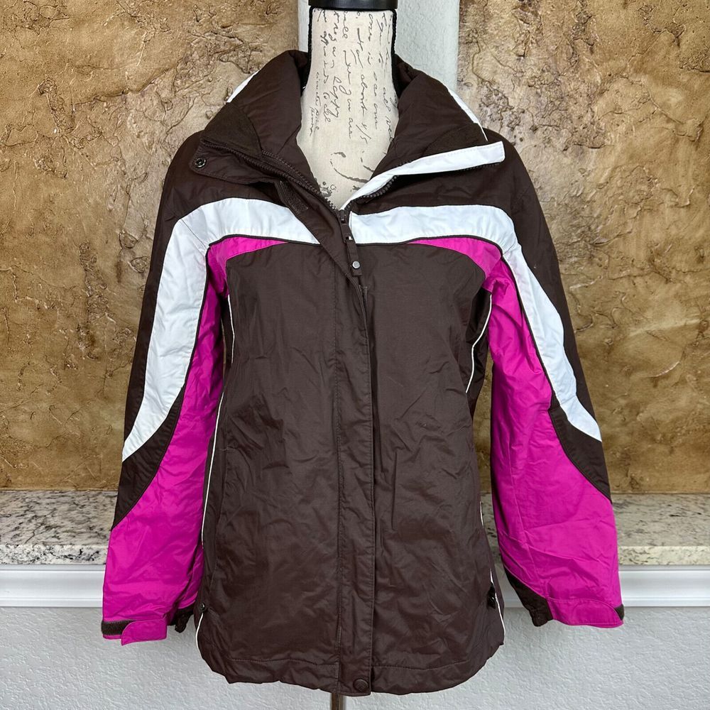 Columbia Interchange Jacket Women's‎ Medium Brown Pink Windbreaker Rain Coat
